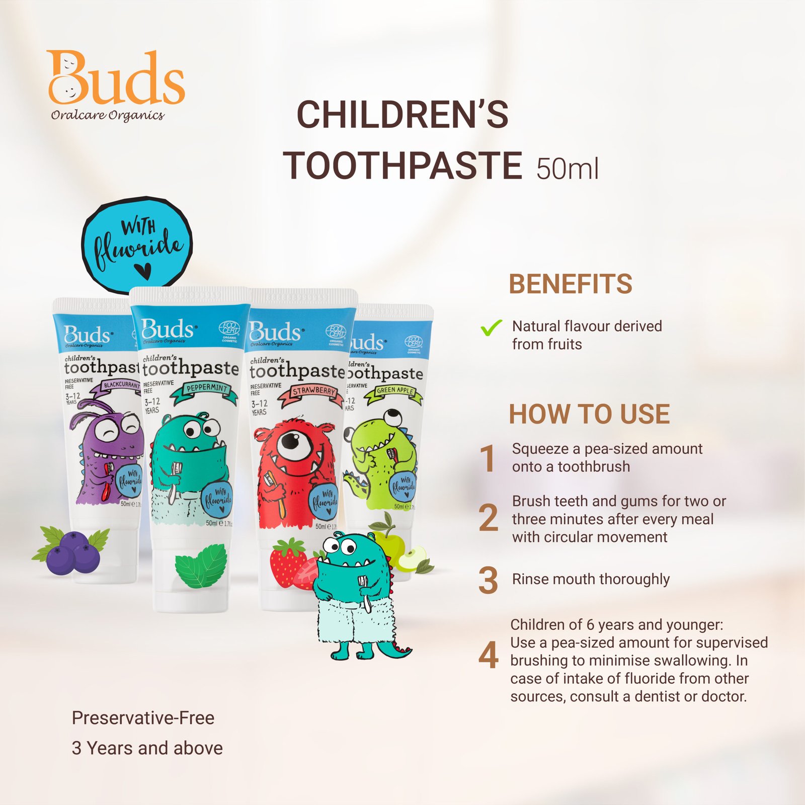 Buds Organics BOO Children's Toothpaste with Fluoride - Image 3