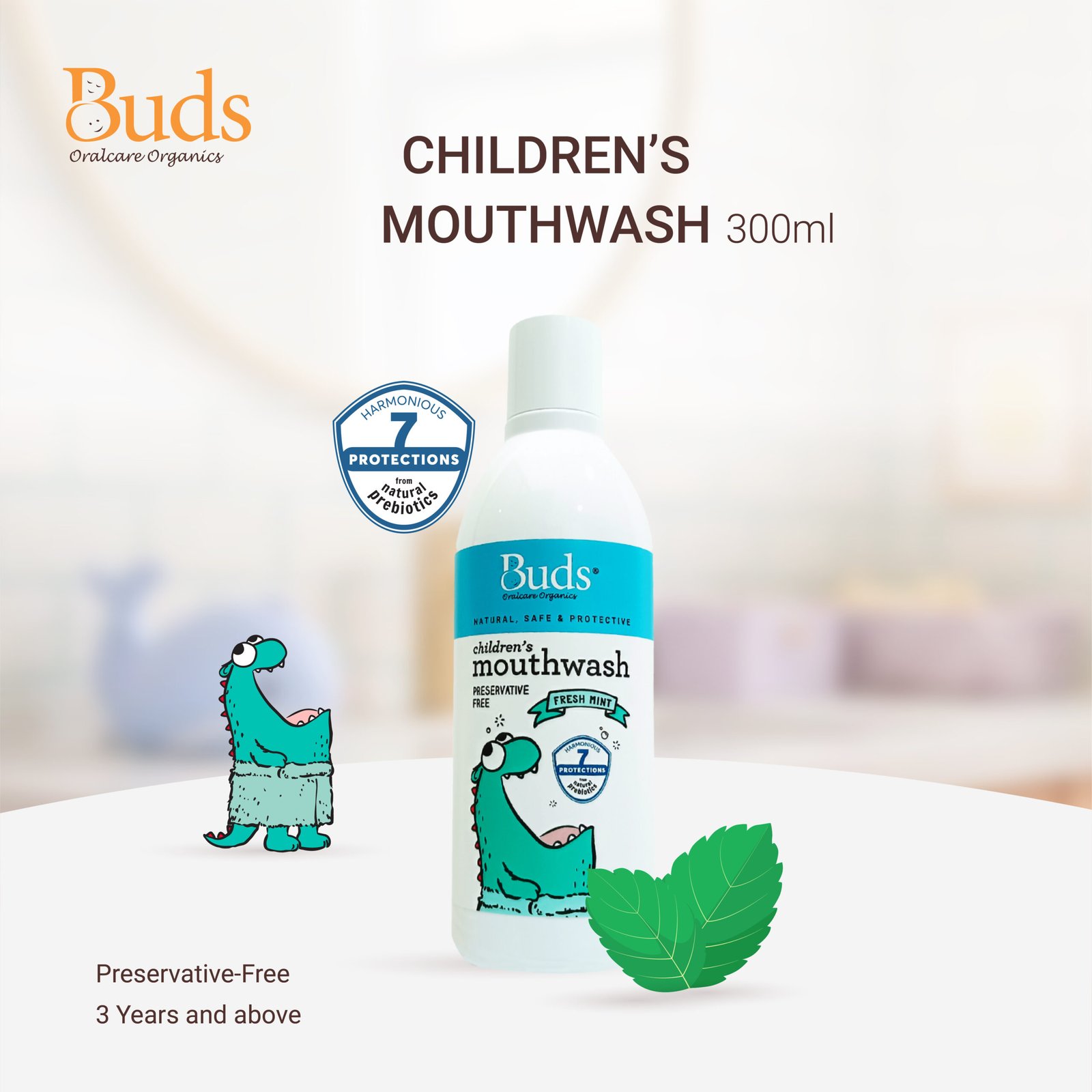 Buds Organics BOO Fresh Mint Mouthwash (300ml) - Image 1