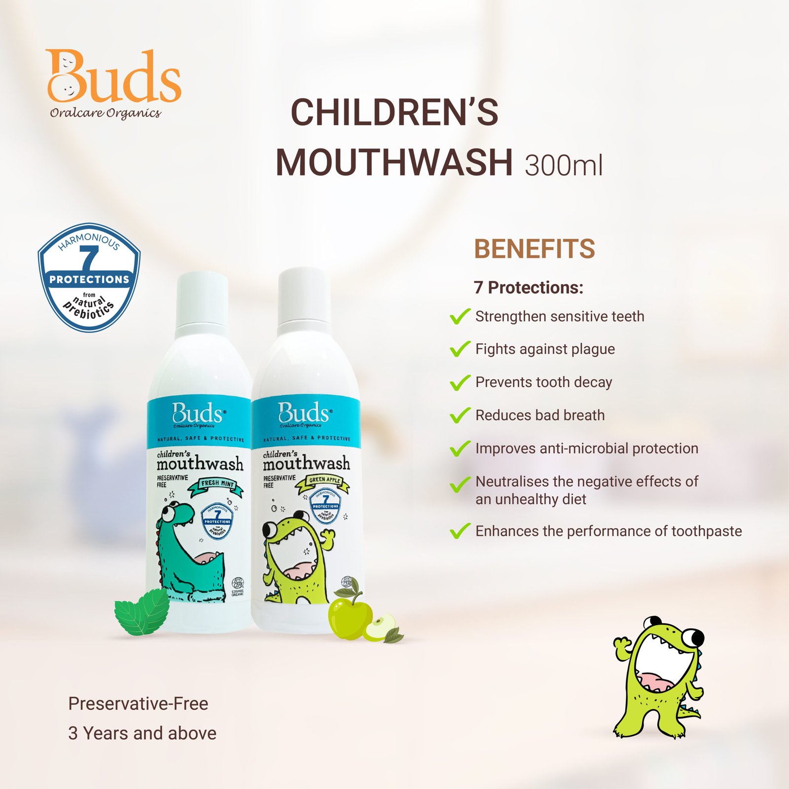 Buds Organics BOO Fresh Mint Mouthwash (300ml) - Image 2