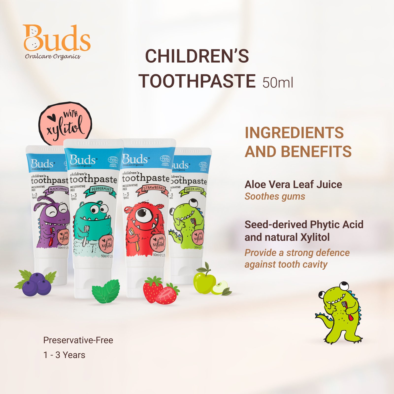 Buds Organics BOO Children's Toothpaste with Xylitol - Image 3