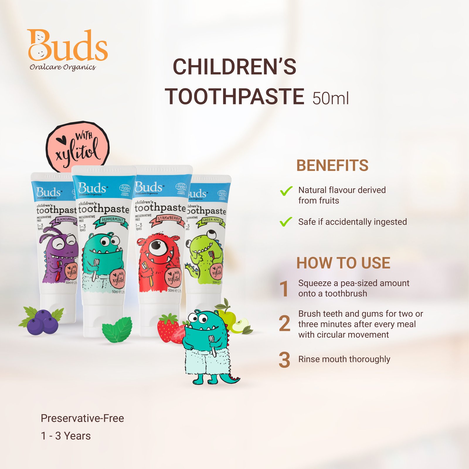 Buds Organics BOO Children's Toothpaste with Xylitol - Image 2