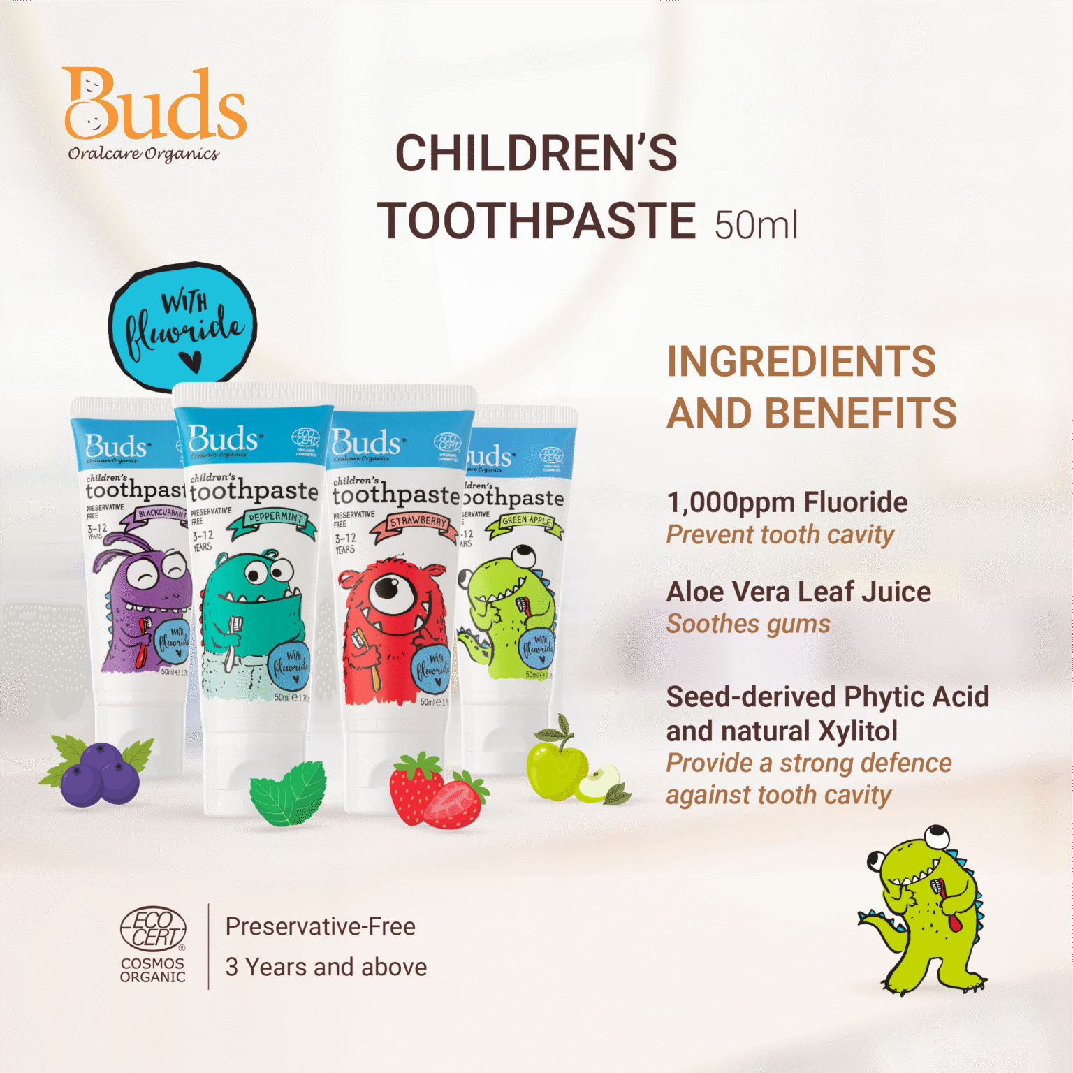 Buds Organics BOO Children's Toothpaste with Fluoride - Buds Organics